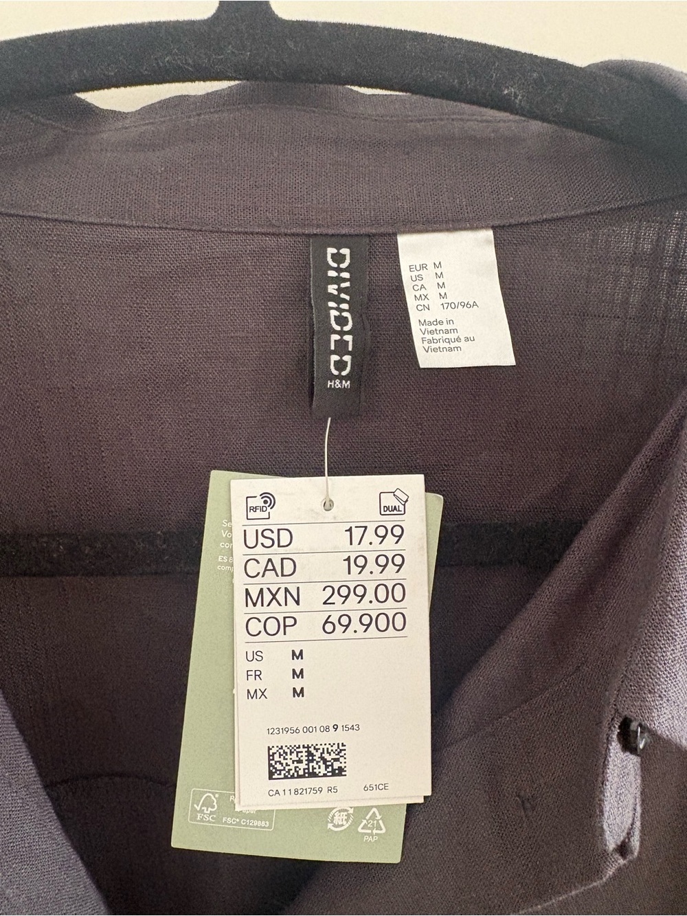 H&M CROPPED UTILITY BUTTON UP TOP - Picture 5 of 7